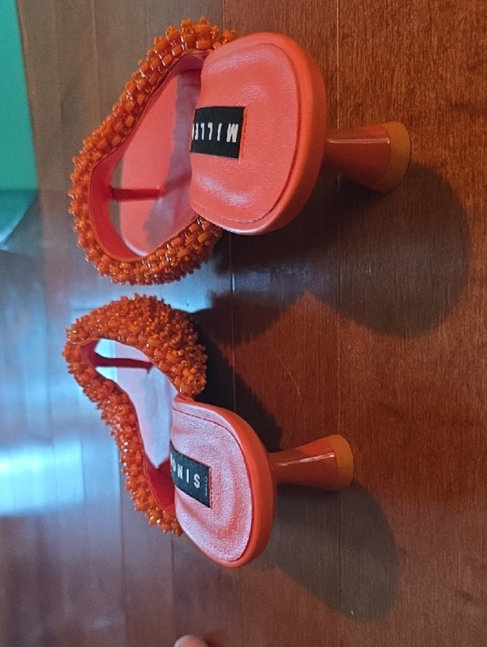 Simon Miller Orange Beaded Slide Sandals - Picture 2 of 6